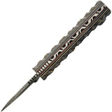 Damascus Prideful Fang Caper Knife DM-1320BL - Blue Pakkawood Handle Full Tang with Lanyard Hole by Damascus