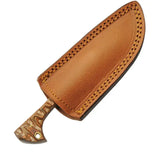 Damascus Prideful Fang Caper Knife DM-1320BR - Caping Blade Brown Pakkawood Handle Full Tang by Damascus