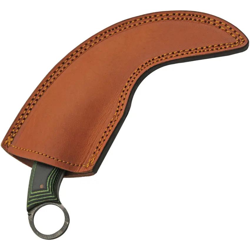 Damascus Tree Ridge Karambit DM-1324 - 9 Inch Damascus Blade Full Tang With Finger Ring And Micarta Handle by Damascus