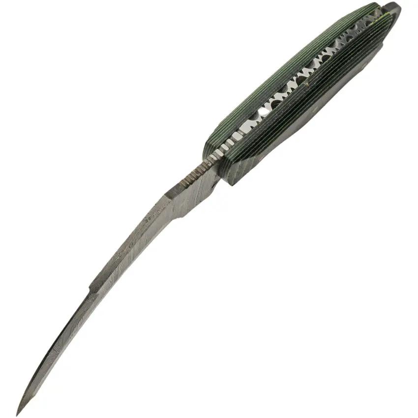 Damascus Tree Ridge Karambit DM-1324 - 9 Inch Damascus Blade Full Tang With Finger Ring And Micarta Handle by Damascus