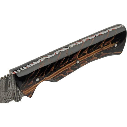 Damascus Great Pine Hunter DM-1327 - Full Tang Damascus Clip Point Blade With Acrylic Pine Cone Handle by Damascus