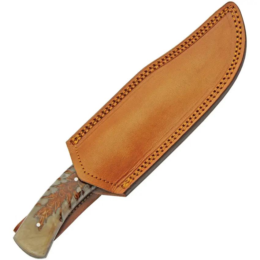 Damascus Pine Ranch Hunter DM-1328 - 9.5 Inch Overall Length With Damascus Steel Upswept Skinner Blade by Damascus