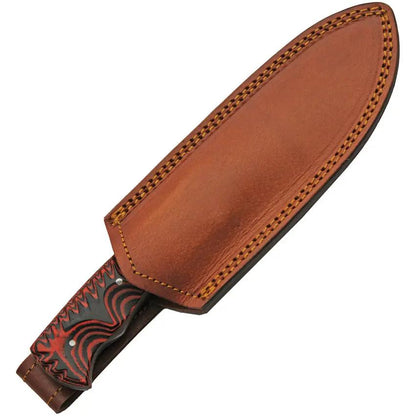 Damascus Magma Hunter Drop Point DM-1330 - Full Tang Damascus Blade With Black Red Micarta Handle by Damascus