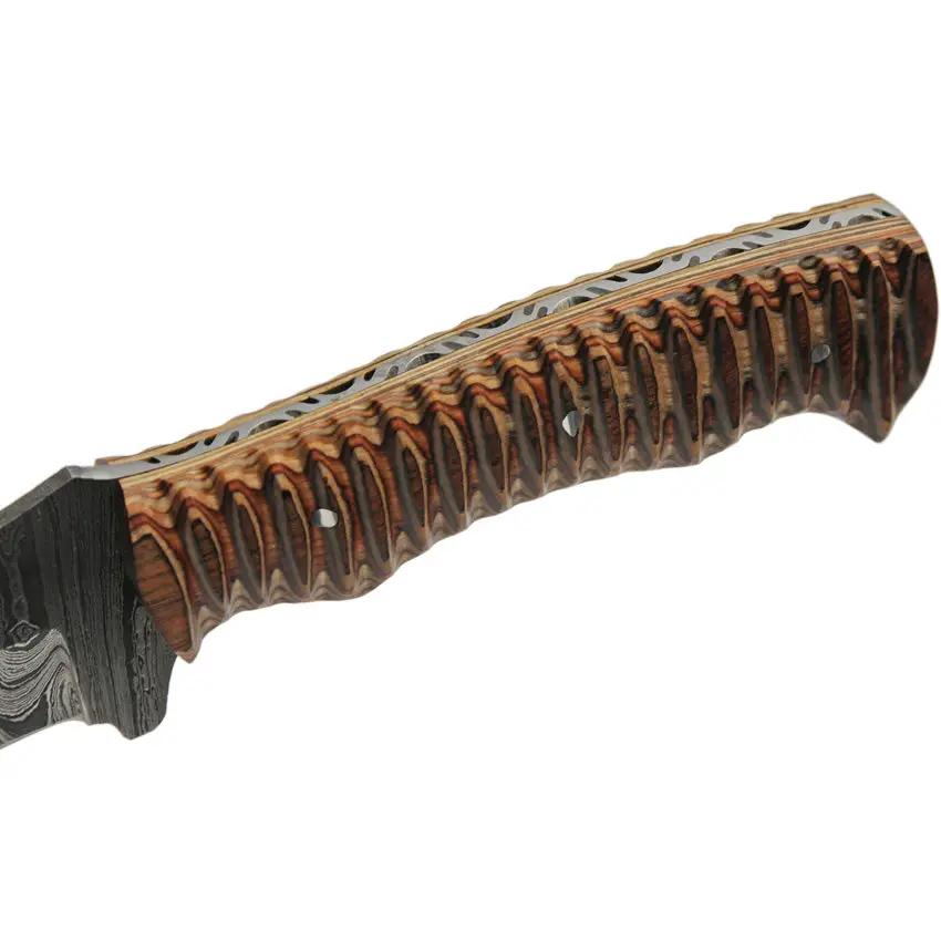 Noble Forge Damascus Golden Yellow Skinner DM-1331 - Full Tang Pakkawood Handle With Damascus Steel Blade by Damascus