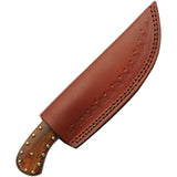 DM Knives Damascus Studded Wood Skinner DM-1348 - Full Tang With Brass Studs And Leather Sheath by Damascus
