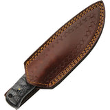 TrailBlaze Damascus Grooved Fixed Blade DM-1360 - 8 Inch Overall With Full Tang Lanyard Hole And Leather Sheath by Damascus