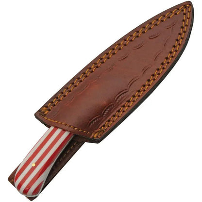 Damascus DM1361 Fixed Blade Flag Knife - 3 Inch Damascus Blade Full Tang Red White Blue Acrylic Handle by Damascus