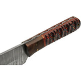 Damascus Seax Fixed Blade Red DM-1368RD - 8.75-Inch Damascus Steel Blade, Full Tang, Leather Sheath by Damascus