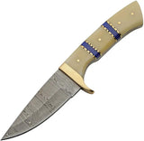 Damascus Skinner Admirals Blue DM-1372 - 9 Inch Full Tang Knife With Damascus Blade And Bone Handle by Damascus