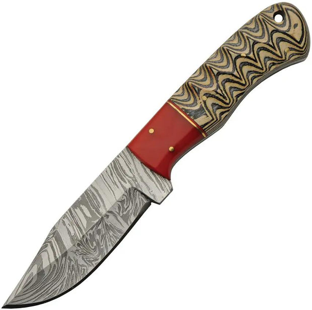 Damascus Red Haze Kiri Hunter - Full Tang Damascus Clip Point Blade With Pakkawood Handle by Damascus