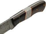 Damascus Hunter White Turquoise DM-1383 - Full Tang Damascus Clip Point Knife With Brown Wood Handle by Damascus