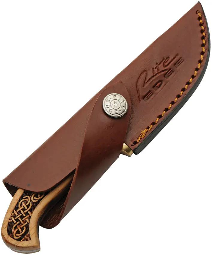 Celtic Forge Damascus Knots Hunter - Full Tang Knife With 3.25 Inch Damascus Blade And Brass Guard by Damascus
