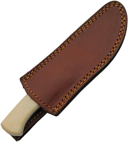 Damascus Admiral Fixed Blade Bone Red DM-1394RD - Damascus Steel Clip Point Blade With Natural Bone Handle by Damascus
