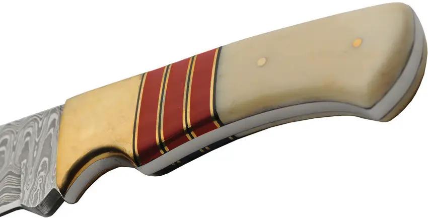 Damascus Admiral Fixed Blade Bone Red DM-1394RD - Damascus Steel Clip Point Blade With Natural Bone Handle by Damascus