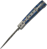 Damascus Lockback DM 1402BL - Blue Wood Handle Stainless Bolsters 3.75in Closed Blade by Damascus