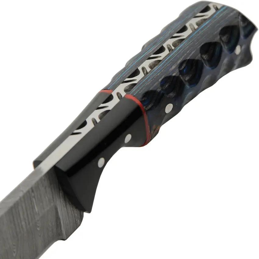 Damascus Skinner Blue and Black DM-1404BL Knife - Damascus Steel Blade With Full Tang And Pakkawood Handle by Damascus