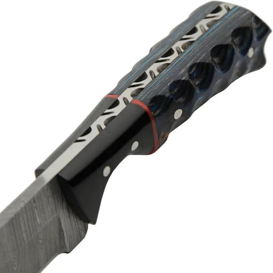 Damascus Skinner Blue and Black DM-1404BL Knife - Damascus Steel Blade With Full Tang And Pakkawood Handle by Damascus