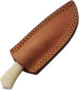 Damascus Skinner Bleached Bone Knife - 3 Inch Damascus Steel Blade Full Tang With Leather Sheath by Damascus