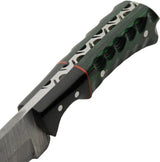Damascus Skinner DM-1404GN - 3 Inch Damascus Blade Full Tang With Green Black Pakkawood Handle by Damascus