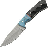 Damascus Skinner Turquoise Micarta DM-1404TR - Full Tang Damascus Knife With Turquoise Resin And Black Micarta Handle by Damascus