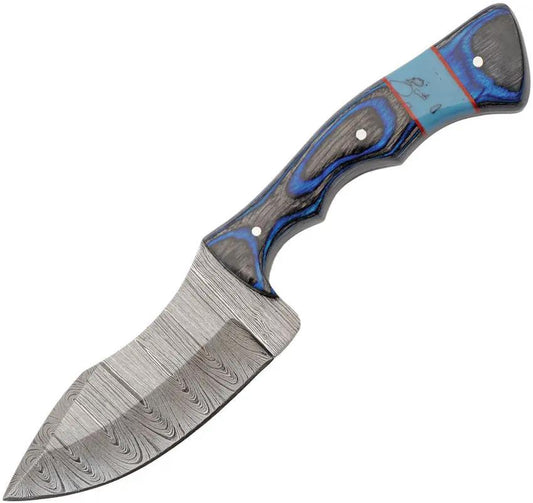 Blue Sky Damascus Fixed Blade DM-1406 - Full Tang With Turquoise Spacer And Leather Sheath by Damascus