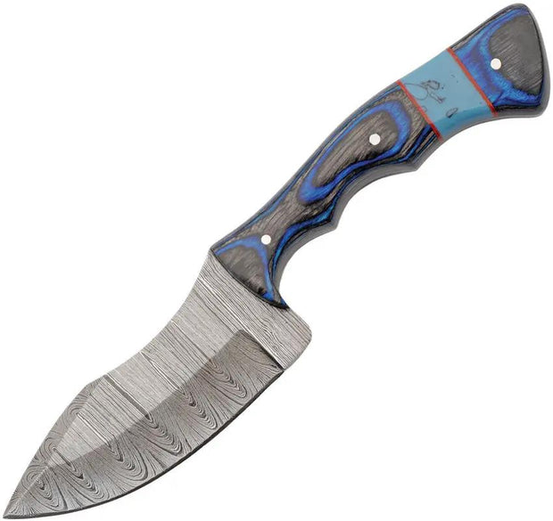 Blue Sky Damascus Fixed Blade DM-1406 - Full Tang With Turquoise Spacer And Leather Sheath by Damascus