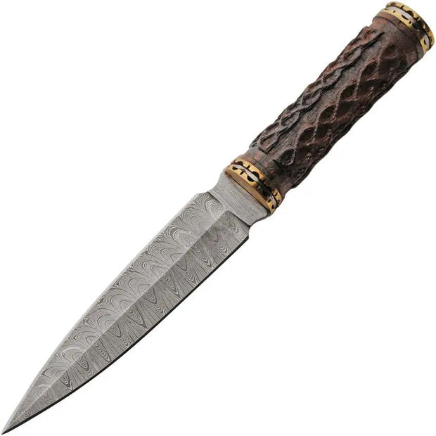 Damascus Zenith Dagger DM-1409 - Double Edge Damascus Blade With Brass Guard And Pommel, 12.75in Overall by Damascus