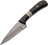 Damascus Dark Mosaic Hunting Knife DM-1414 - Full Tang 8.5 Inch Damascus Blade With Black Micarta Handle by Damascus