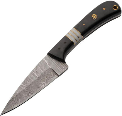 Damascus Dark Mosaic Hunting Knife DM-1414 - Full Tang 8.5 Inch Damascus Blade With Black Micarta Handle by Damascus