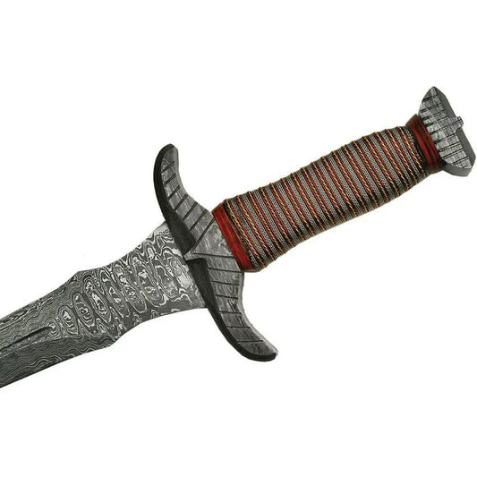 Damascus Forge Needle Tooth Wired Sword DM-5010-23-Inch Damascus Blade With Needle Point And Wire Wrapped Handle Sheath by Damascus