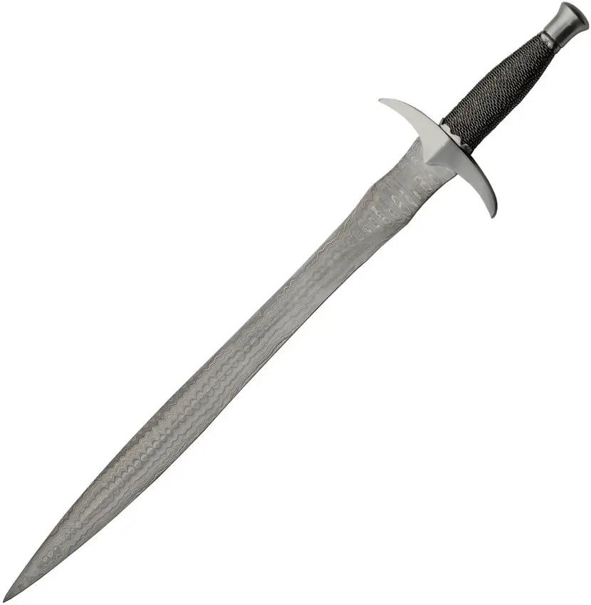 Damascus Langferd Sword DM-5026 - Double-Edged Damascus Blade With Leather Belt Sheath by Damascus
