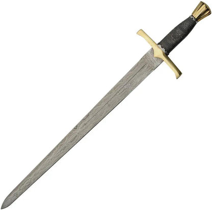 Ironforge Damascus Garth Sword DM5027 - Double Edged Damascus Blade With Black Wire Wrapped Handle by Damascus