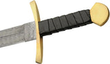 Damascus Medieval Sword DM-5030 - Handforged Damascus Blade, Leather Wrapped Grip, Brass Guard by Damascus