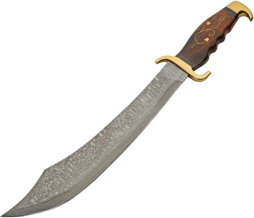 Damascus Sea Marauder DM-5031 - 13 Inch Damascus Steel Blade With Brown Wood Handle And Brass Guard by Damascus