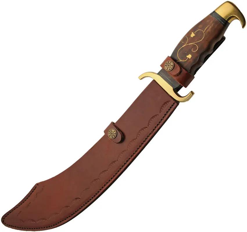 Damascus Sea Marauder DM-5031 - 13 Inch Damascus Steel Blade With Brown Wood Handle And Brass Guard by Damascus