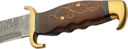 Damascus Sea Marauder DM-5031 - 13 Inch Damascus Steel Blade With Brown Wood Handle And Brass Guard by Damascus