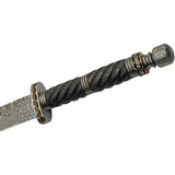 Damascus Forge Twisted Short Sword DM-5035 - 14.5in Damascus Blade With Black Wood Handle And Leather Sheath by Damascus