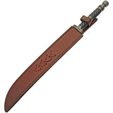 Damascus Forge Twisted Short Sword DM-5035 - 14.5in Damascus Blade With Black Wood Handle And Leather Sheath by Damascus