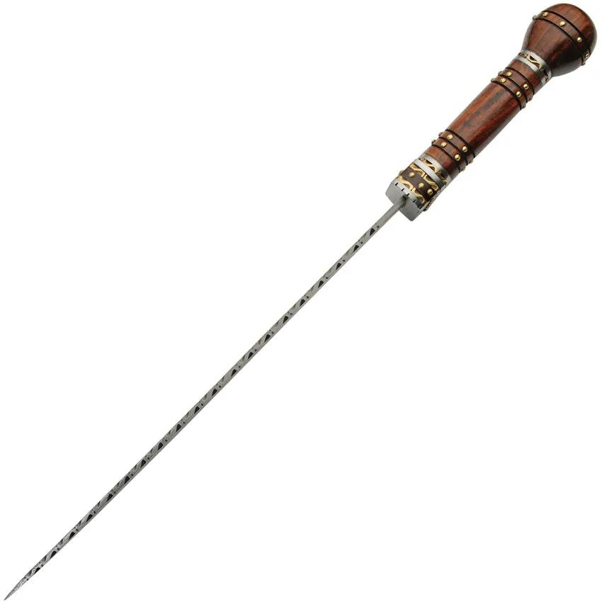Damascus Forge Fancy Guard Short Sword DM-5037 - Handcrafted Damascus Blade With Brass Guard And Leather Sheath by Damascus