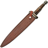 Ardent Armory Damascus Short Sword Wood And Brass DM5039 - 12 Inch Damascus Steel Spear Point Blade by Damascus