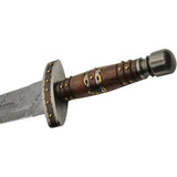 Ardent Armory Damascus Short Sword Wood And Brass DM5039 - 12 Inch Damascus Steel Spear Point Blade by Damascus