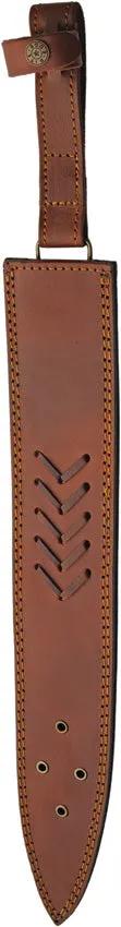 Damascus Xiphos Style Sword DM-5042 - 17.5 Inch Damascus Steel Blade With Sculpted Walnut Handle And Leather Sheath by Damascus