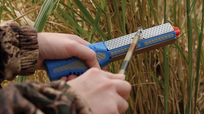 DMT TriStone Rotator Diamond Sharpener Kit For Hunters And Cooks 3 Grit Stones With Adjustable Angle Guides by DMT