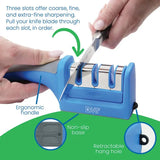 DMT Eversharp Three Stage Knife Sharpener With Non Slip Base Ergonomic Handle For Home Cooks by DMT