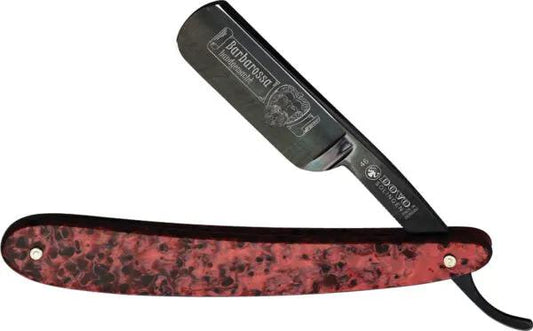 Dovo Barbarossa 5/8 Straight Razor Carbon Steel With Black Red Acrylic Handle For Classic Wet Shavers Extended Tang by Dovo