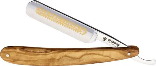 Dovo INOX Five Eighths Straight Razor Premium Olive Wood Handle Extended Tang 24K Gold Accents For Grooming Aficionados by Dovo