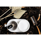 Dovo Shave Bowl Set Daylight 6340512 White Ceramic Bowl With Soap Dish Lid Tray And Wooden Shelf For Wet Shavers by Dovo