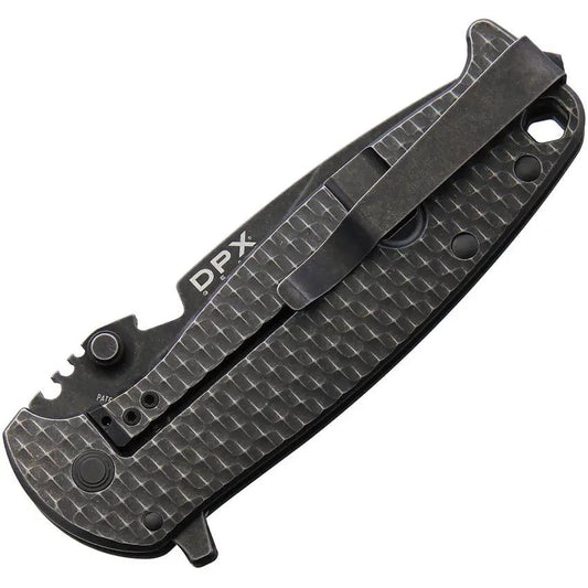 DPx Gear HEST F Framelock SW - M390 Stonewashed Blade, Black Titanium Handle, Bottle Opener, Glass Breaker, Pocket Clip by DPx Gear