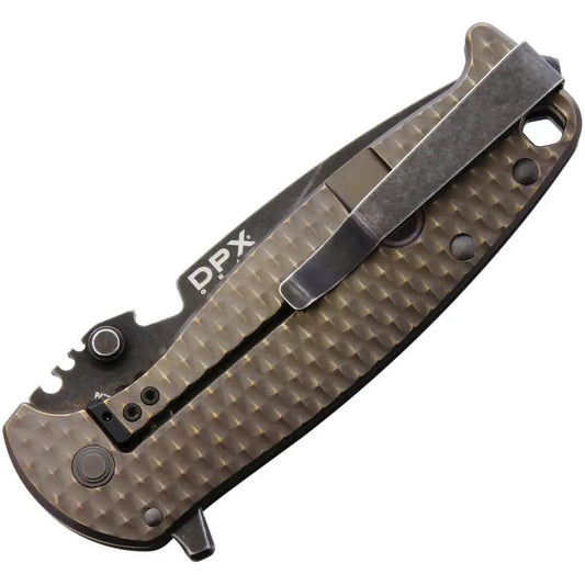 DPx Gear HEST F Framelock Bronze - Bohler M390 Blade, Bronze Textured Titanium Handle, Bottle Opener And Quick Open by DPx Gear