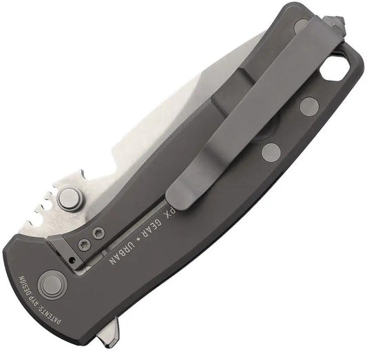 DPx Gear HEST Urban Framelock Ti - M390 Drop Point Blade, Gray Titanium Handle, Bottle Opener by DPx Gear